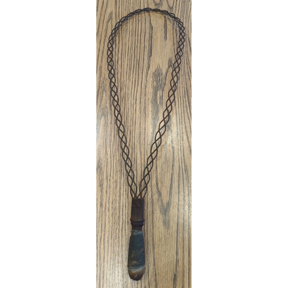 Antique Early 1900's Primitive Large Twisted Wire‎ Rug Beater w/ Wooden Handle